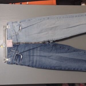 Revice half and half jeans, zipper along whole pant two tone size 27